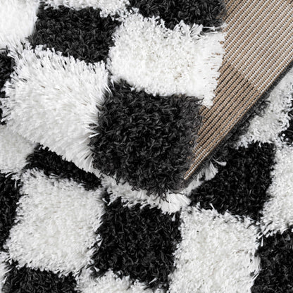 Checkered Black White Area Rug - Modern Stylish Home Decor