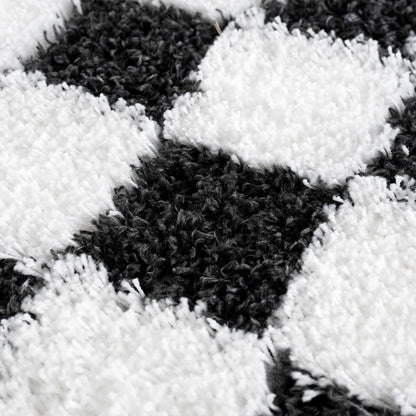 Checkered Black White Area Rug - Modern Stylish Home Decor