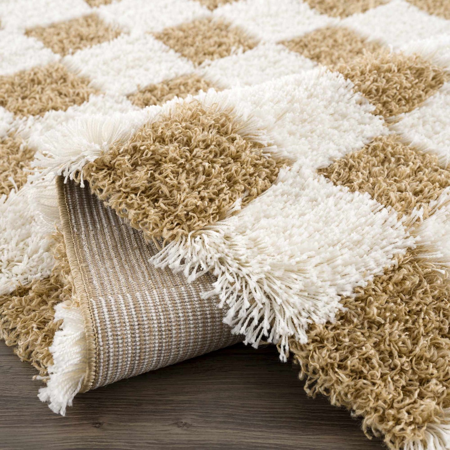 Mustard Checkered Area Rug - Cozy Stylish Home Decor