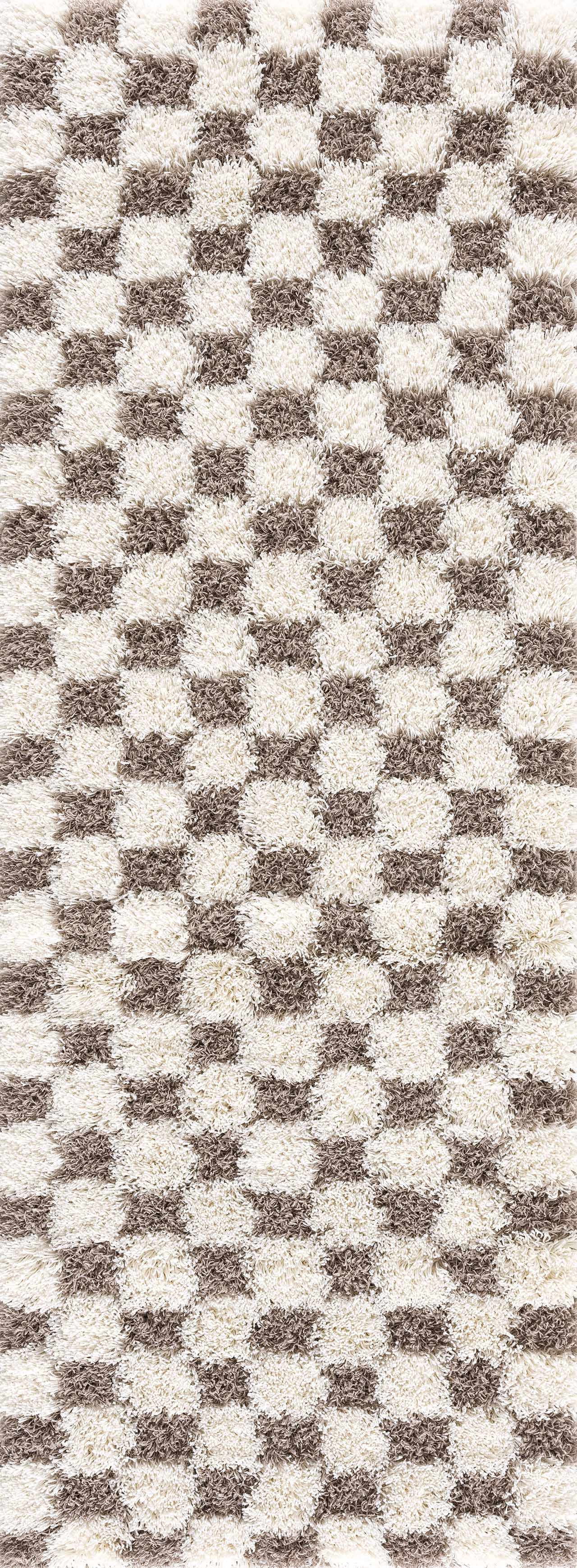 Brown Checkered Area Rug - Cozy Stylish Home Decor