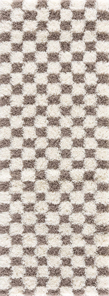 Brown Checkered Area Rug - Cozy Stylish Home Decor