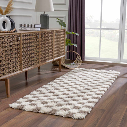 Brown Checkered Area Rug - Cozy Stylish Home Decor