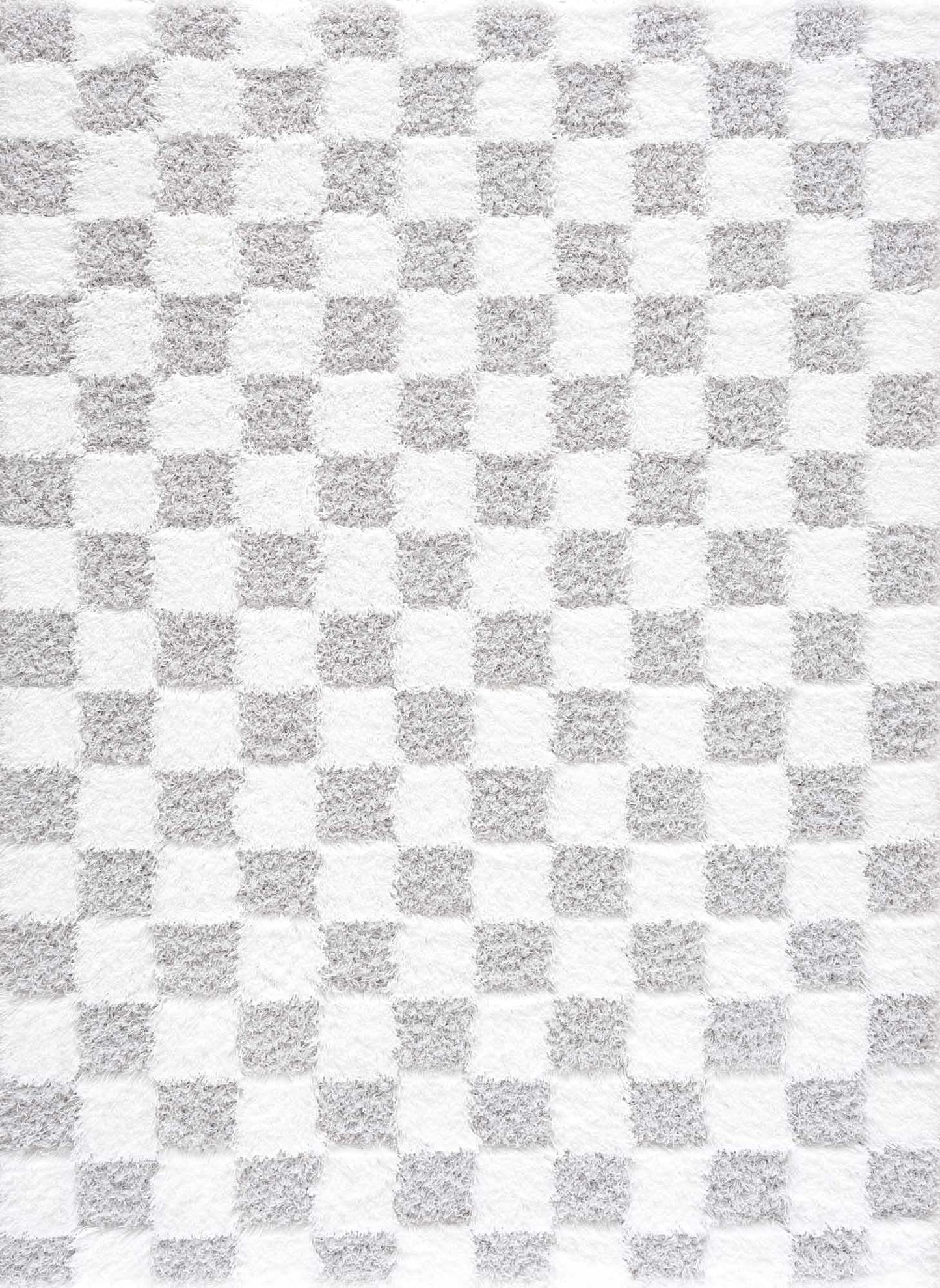 Gray Checkered Area Rug - Modern Stylish Home Decor