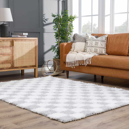 Gray Checkered Area Rug - Modern Stylish Home Decor