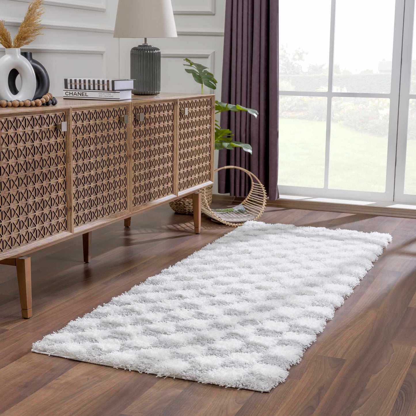 Gray Checkered Area Rug - Modern Stylish Home Decor