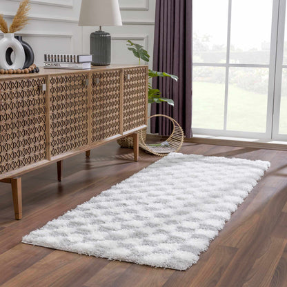 Gray Checkered Area Rug - Modern Stylish Home Decor