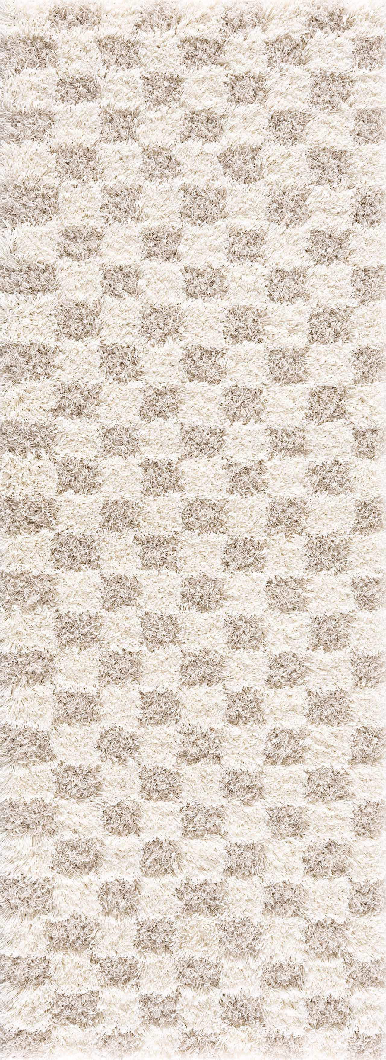 Light Brown Checkered Area Rug - Cozy Home Decor Accent