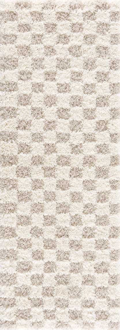Light Brown Checkered Area Rug - Cozy Home Decor Accent