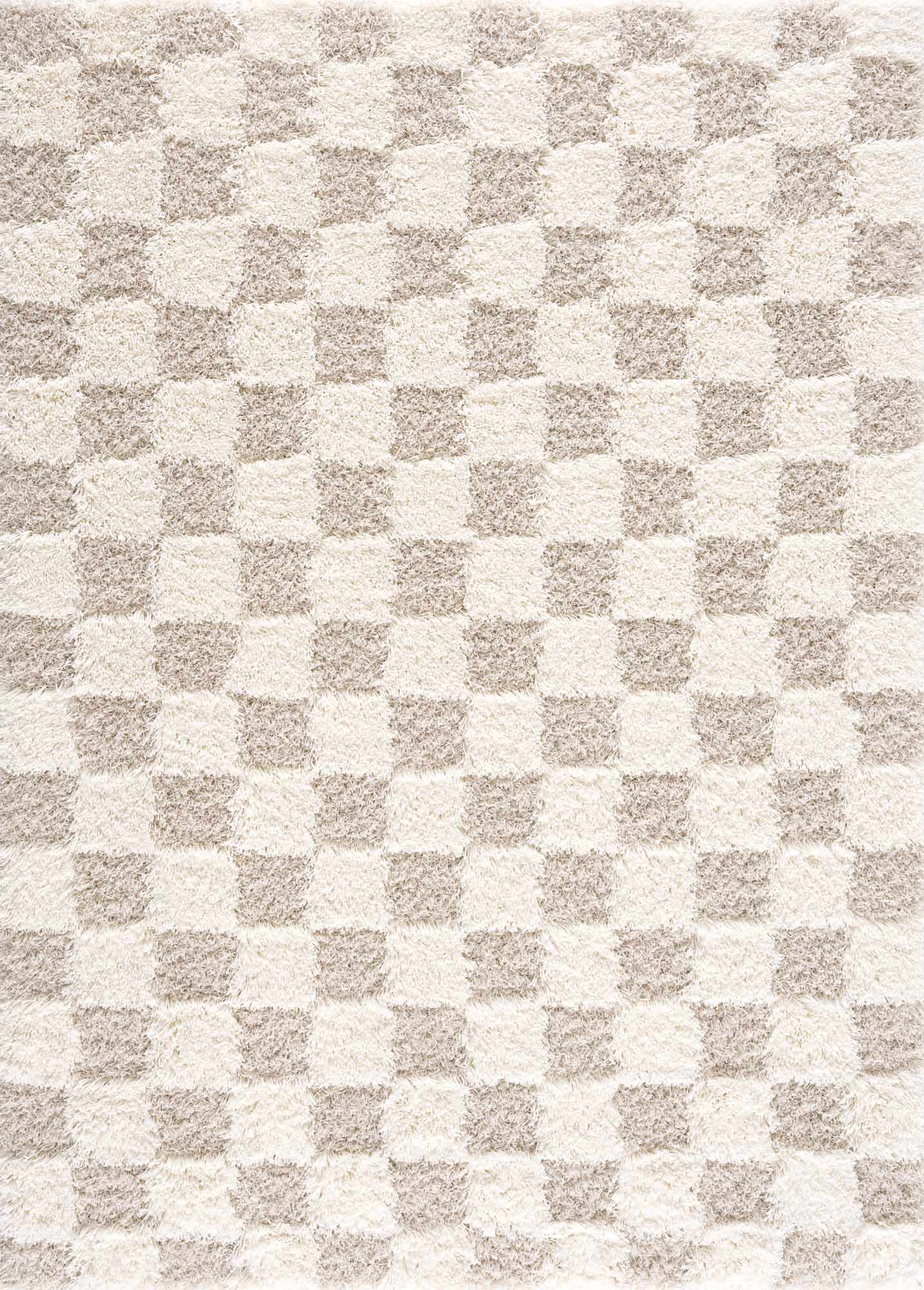 Light Brown Checkered Area Rug - Cozy Home Decor Accent
