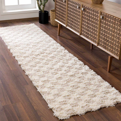 Light Brown Checkered Area Rug - Cozy Home Decor Accent