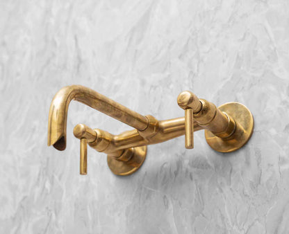 Wall Mounted Brass Faucet - Unlacquered Brass Bathroom Faucet