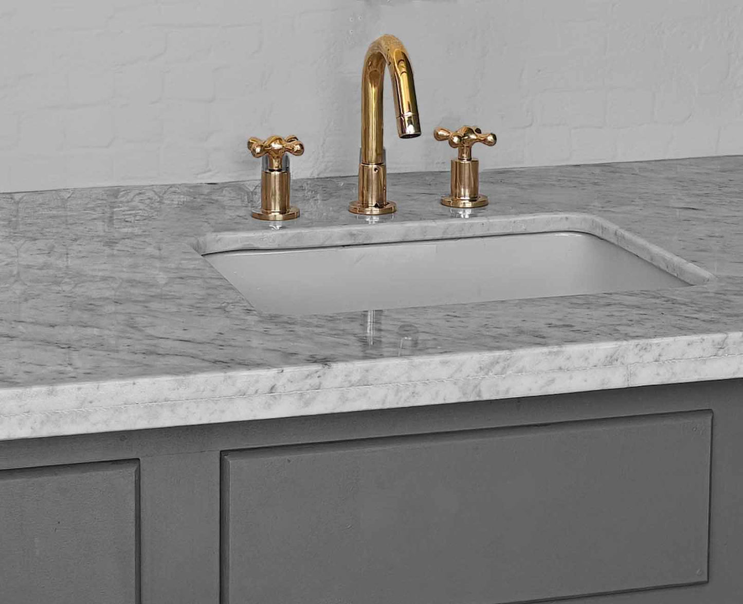 Widespread 3 Holes Solid Unlacquered Brass Faucet - Vanity Sink Faucet