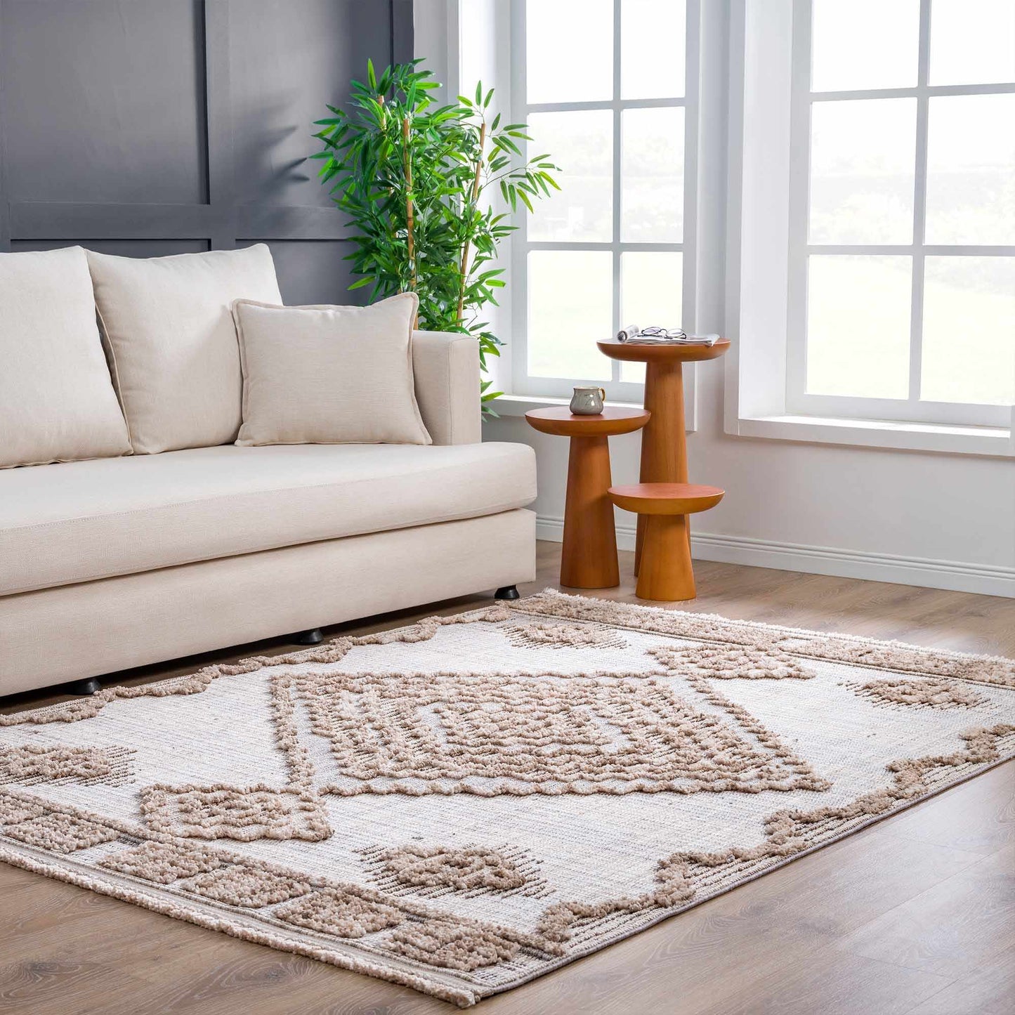 Bohemian Area Rug - High-Low Rustic Design for Cozy Home Décor