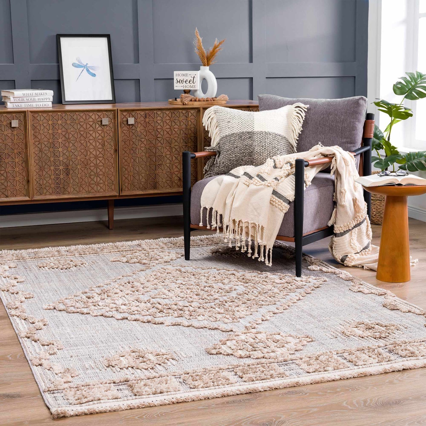 Bohemian Area Rug - High-Low Rustic Design for Cozy Home Décor
