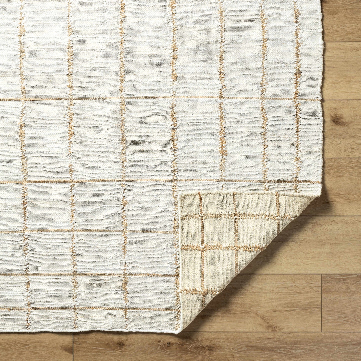 Checkered Jute Area Rug - Eco-Friendly Stylish Floor Decor
