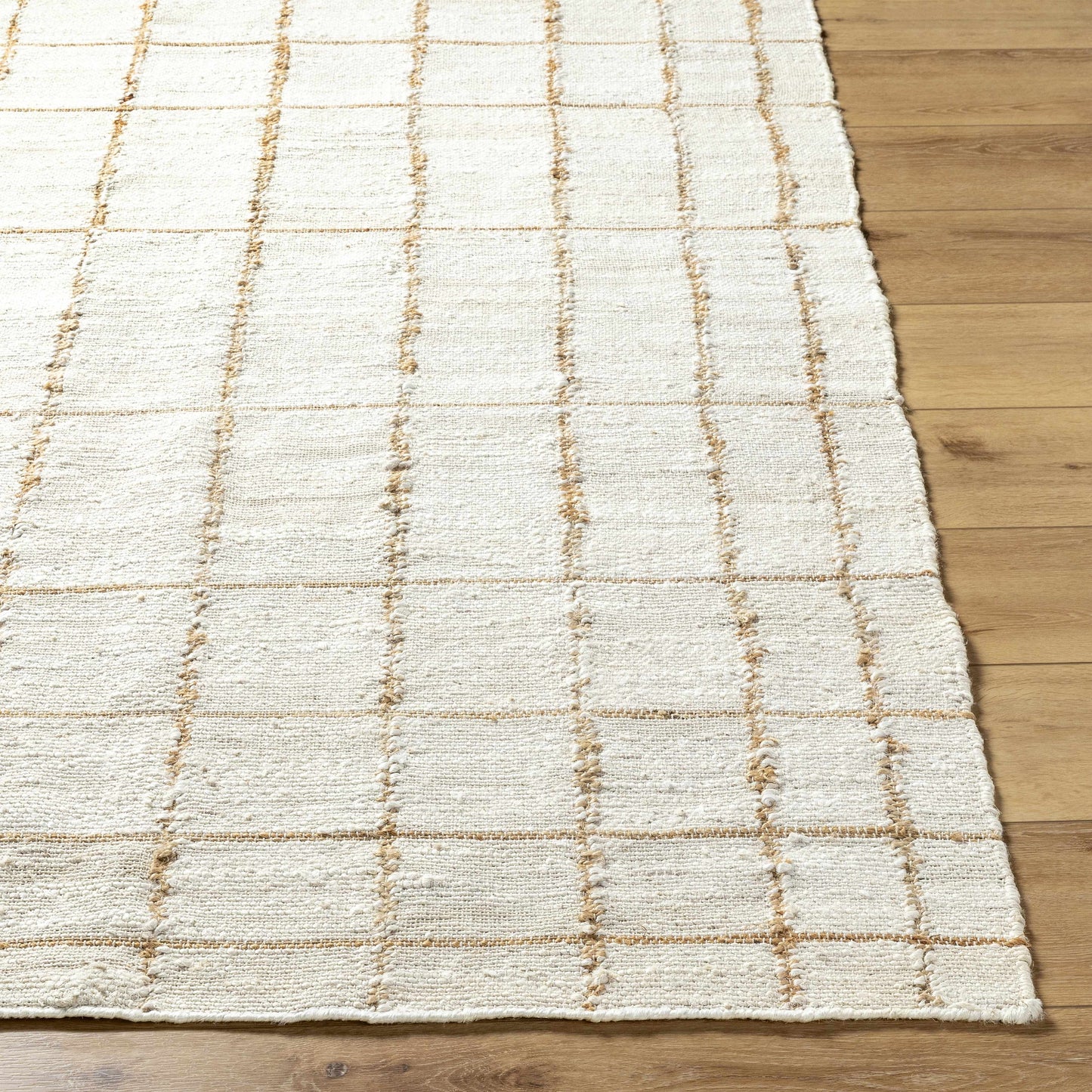 Checkered Jute Area Rug - Eco-Friendly Stylish Floor Decor