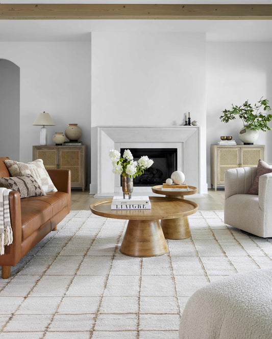 Checkered Jute Area Rug - Eco-Friendly Stylish Floor Decor