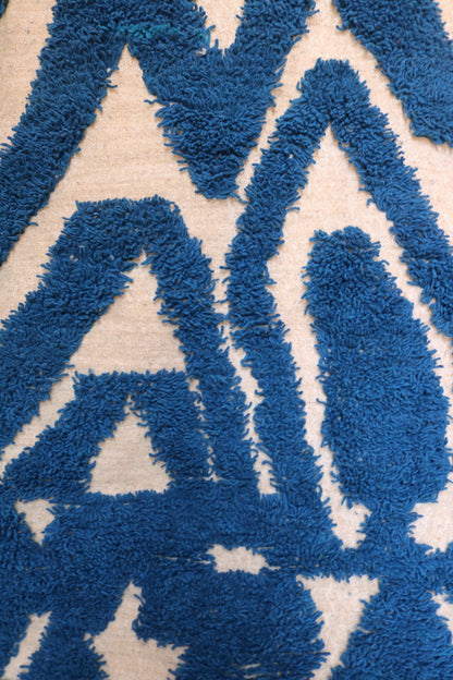 Ziriya Moroccan Rug – Bold Blue Abstract Wool Design