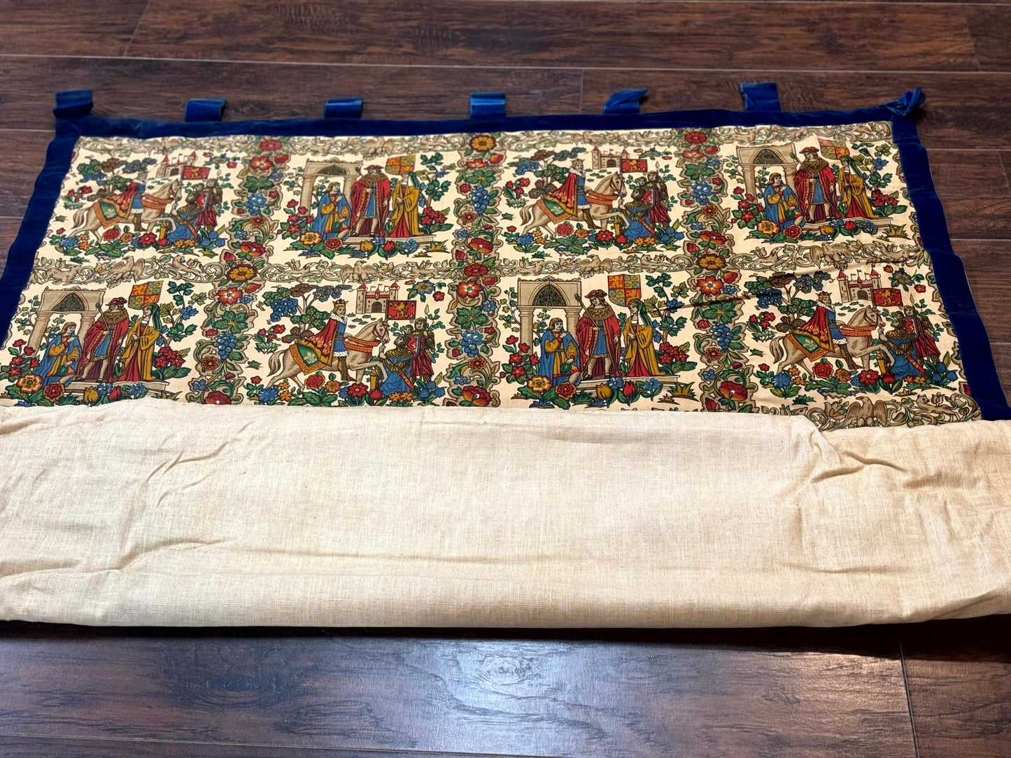 Medieval Tapestry Vintage European Cotton Wall Hanging 4x4 Hand Printed