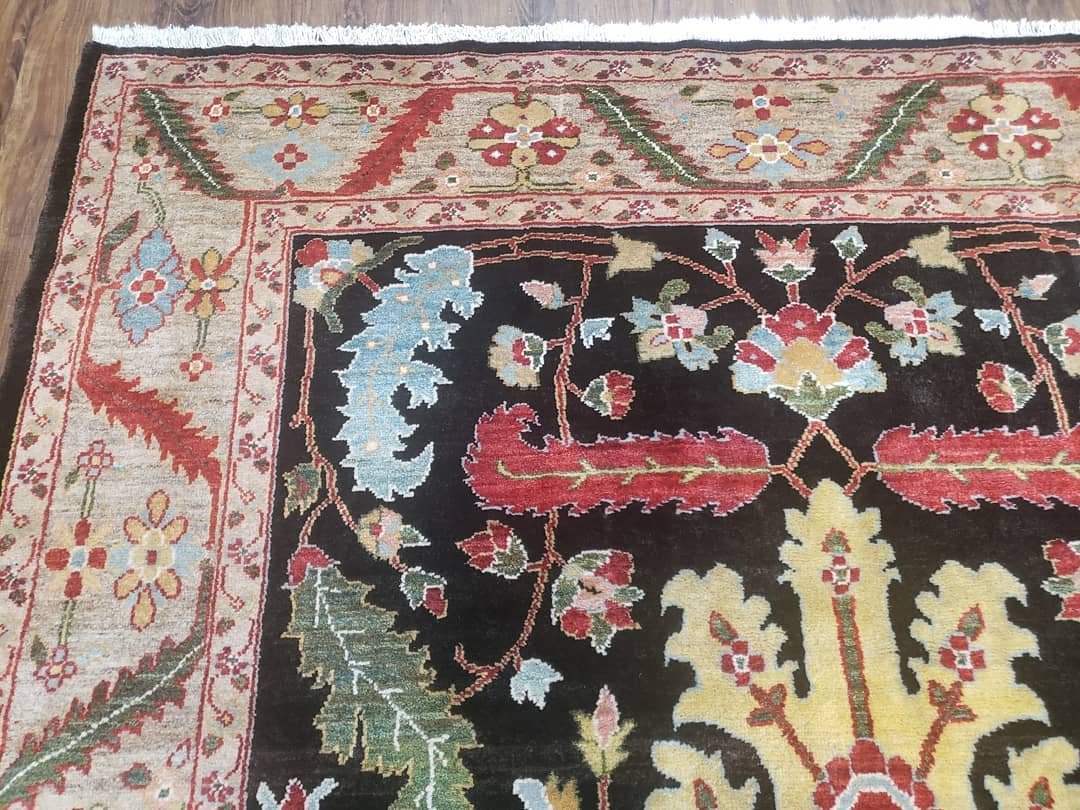 Peshawar Rug 6x9 Hand Knotted Wool Area Rug Black And Silver Oriental Carpet Handmade