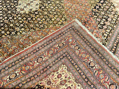 Rare Antique Persian Tabriz Rug 9x12 Handmade Wool Red Herati Pattern