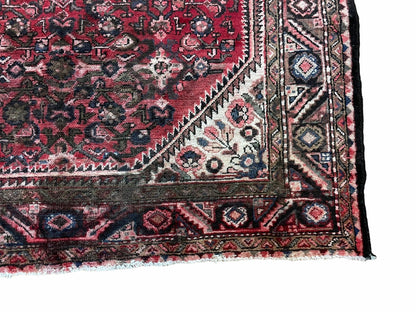 Antique Handmade Wool Tribal Rug Runner 5.5 by 10 Red Corridor All Over