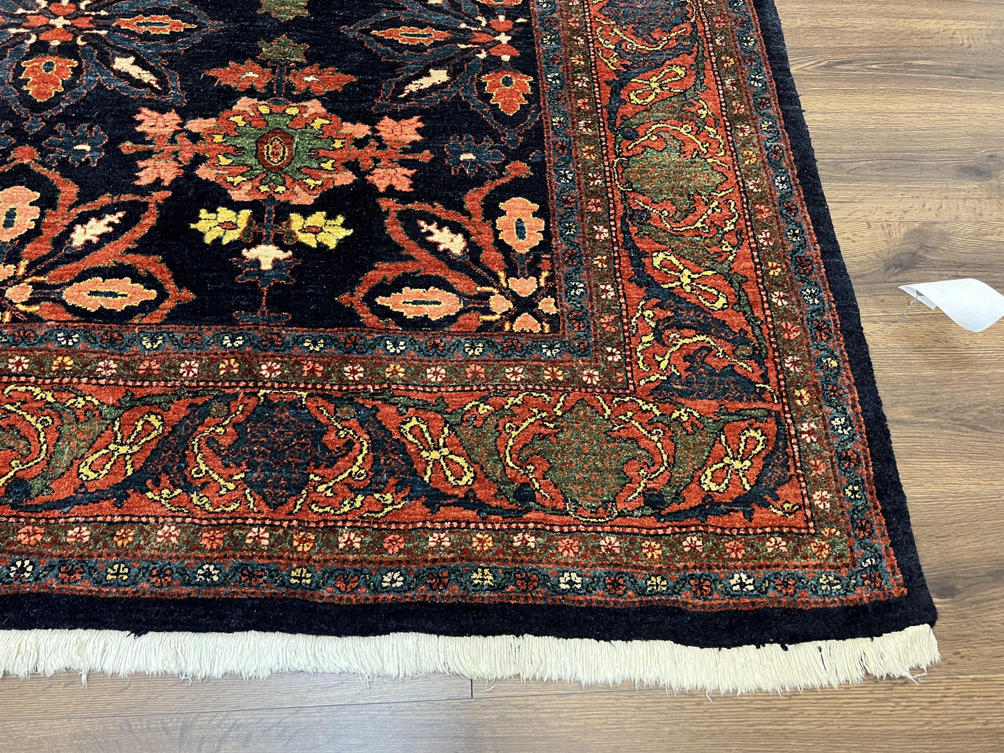 Hand Knotted Persian Bidjar Rug 7x10 Wool Navy Blue Red Floral Pattern