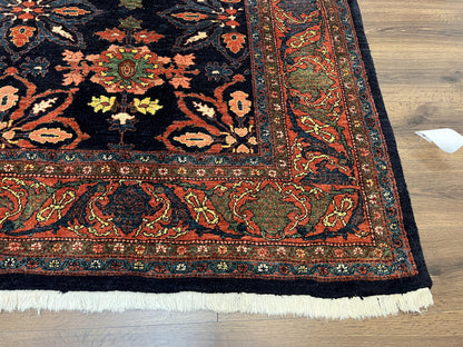 Hand Knotted Persian Bidjar Rug 7x10 Wool Navy Blue Red Floral Pattern