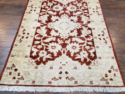 Runner Rug Peshawar Chobi 21 Ft Hallway Wool Handmade Maroon Beige Floral