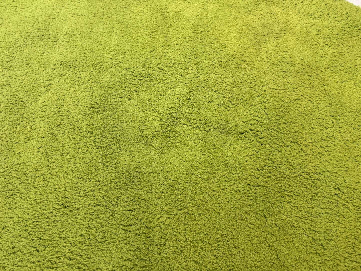 Vintage Lime Green Round Wool Rug 9x9 Hand Tufted Open Field