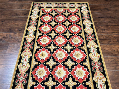 Runner Rug 4x19 Wool Panel Design Hallway Carpet Vintage European Style