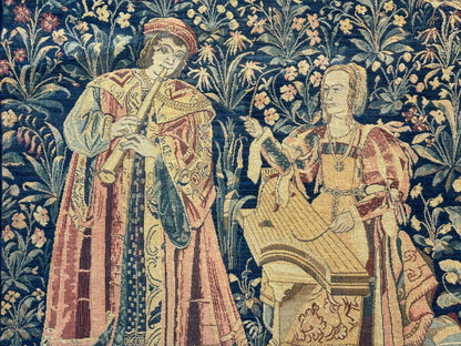 Belgian Tapestry 2x3 Vintage Flemish European Design Red Accents