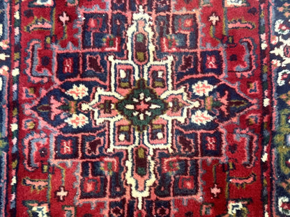 Indo Persian Heriz Wool Runner Rug 3x17 Medallion Hallway Carpet