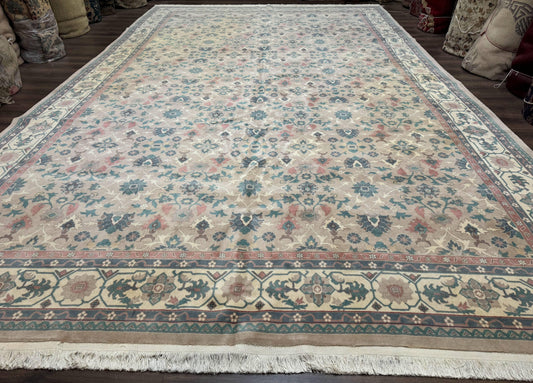 Palace Size Kerman Wool Rug 10x18 Hand Knotted Oversized Taupe Allover Pattern