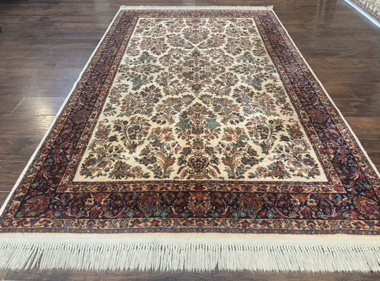 Karastan Rug Ivory Sarouk Wool 5.9x9 Vintage Original 700 Series