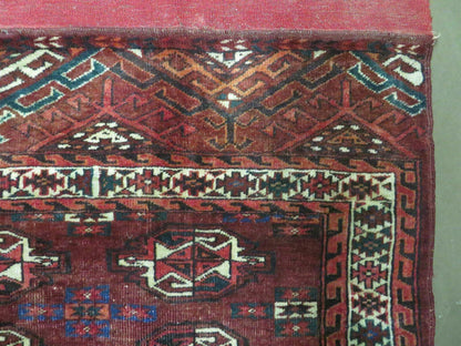 Antique Bokhara Turkoman Rug Yamud Wool Kilim Backing Handmade 1940s