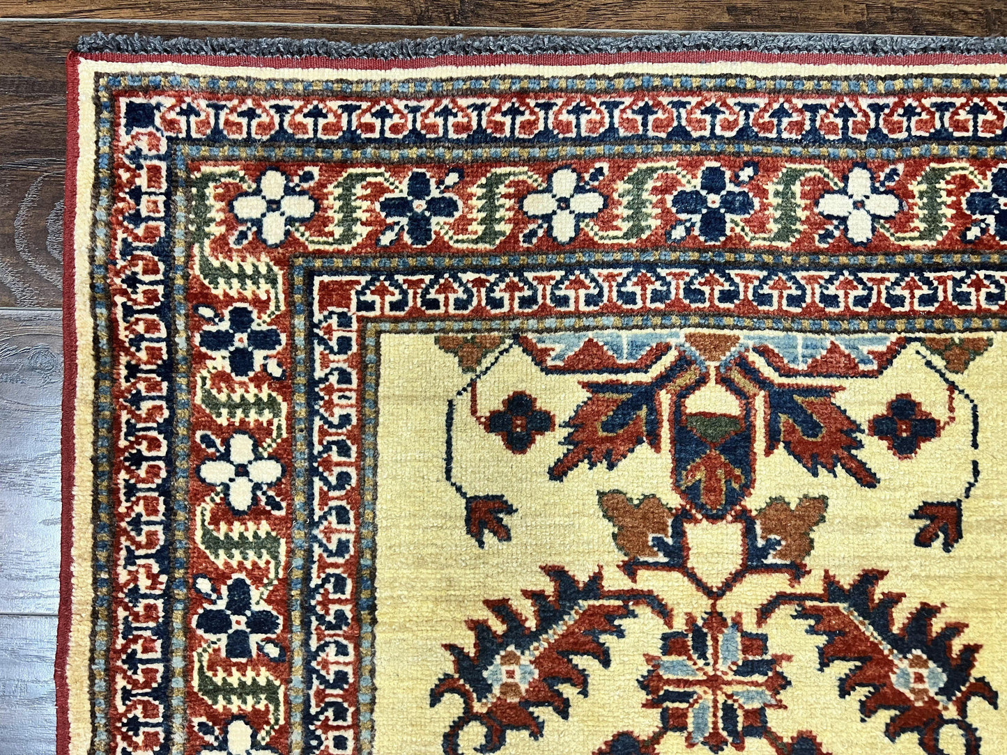 Afghan Heriz Runner Rug Vintage Hand Knotted Wool Cream Hallway Carpet 12ft