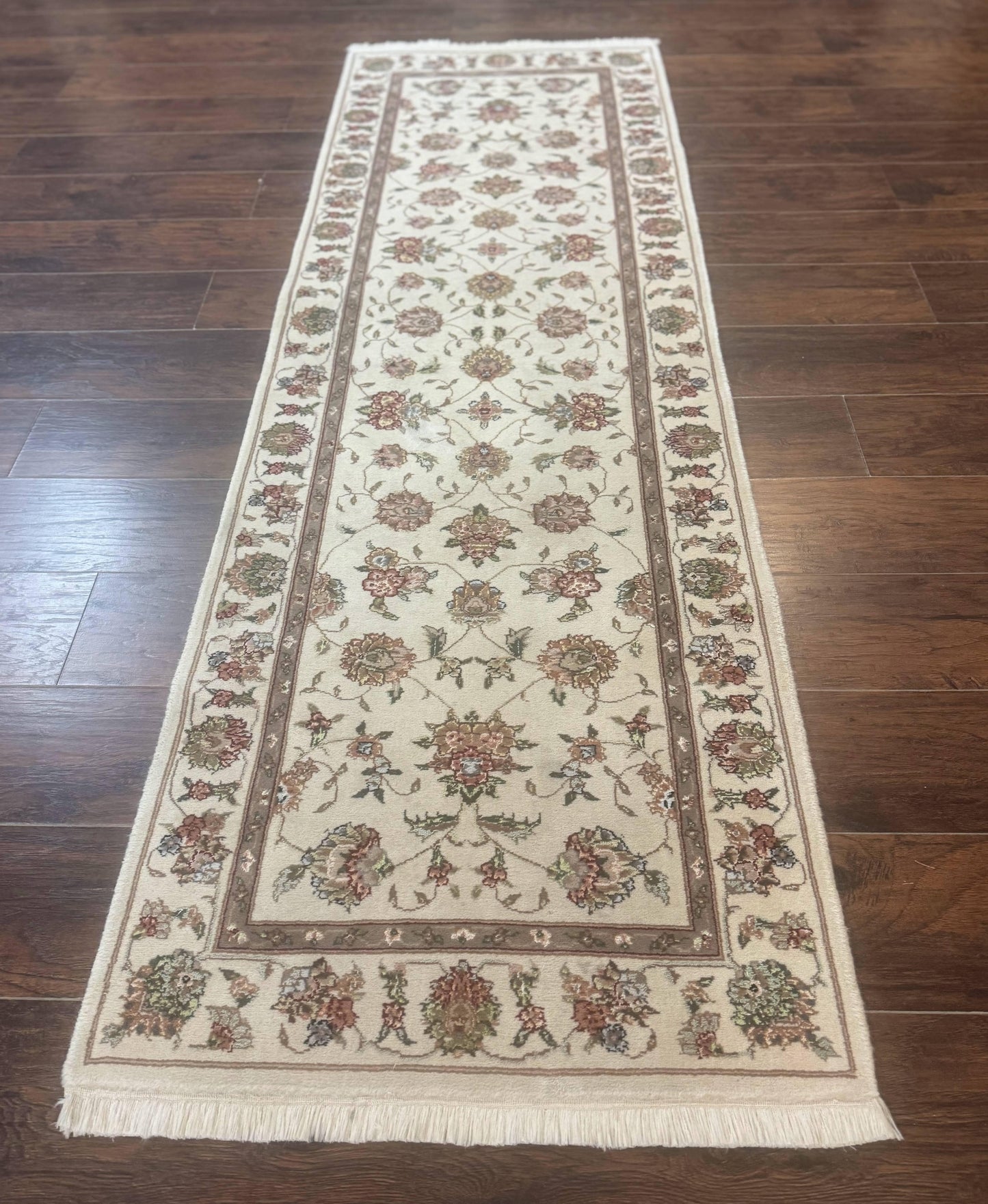 Pak Persian Runner Rug 2.6 X 8ft Handmade Wool and Silk Highlights