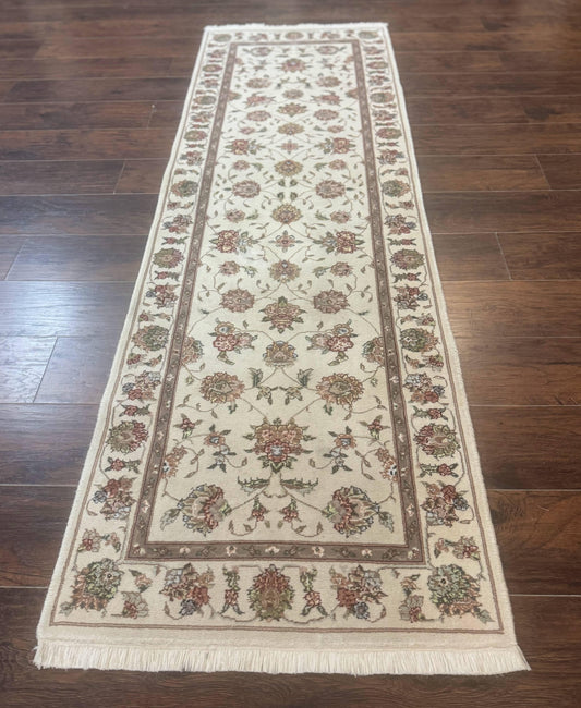 Pak Persian Runner Rug 2.6 X 8ft Handmade Wool and Silk Highlights