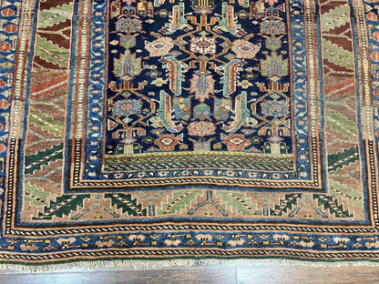 Caucasian Kalegy Rug 6x11 Hand Knotted Wool Runner Navy Blue Tribal Antique Carpet