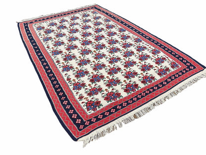 Vintage Kurdish Kilim Rug 3x5 Handwoven Heirloom Flatweave Collectible Beige