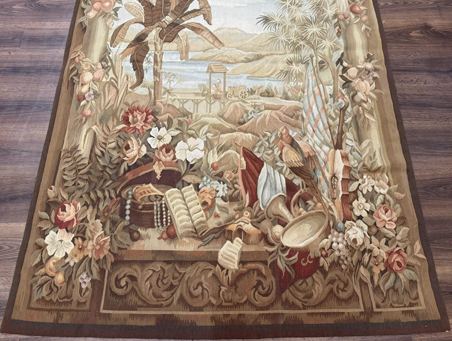 Aubusson Tapestry Wool French Handmade Vintage Wall Hanging 5x7