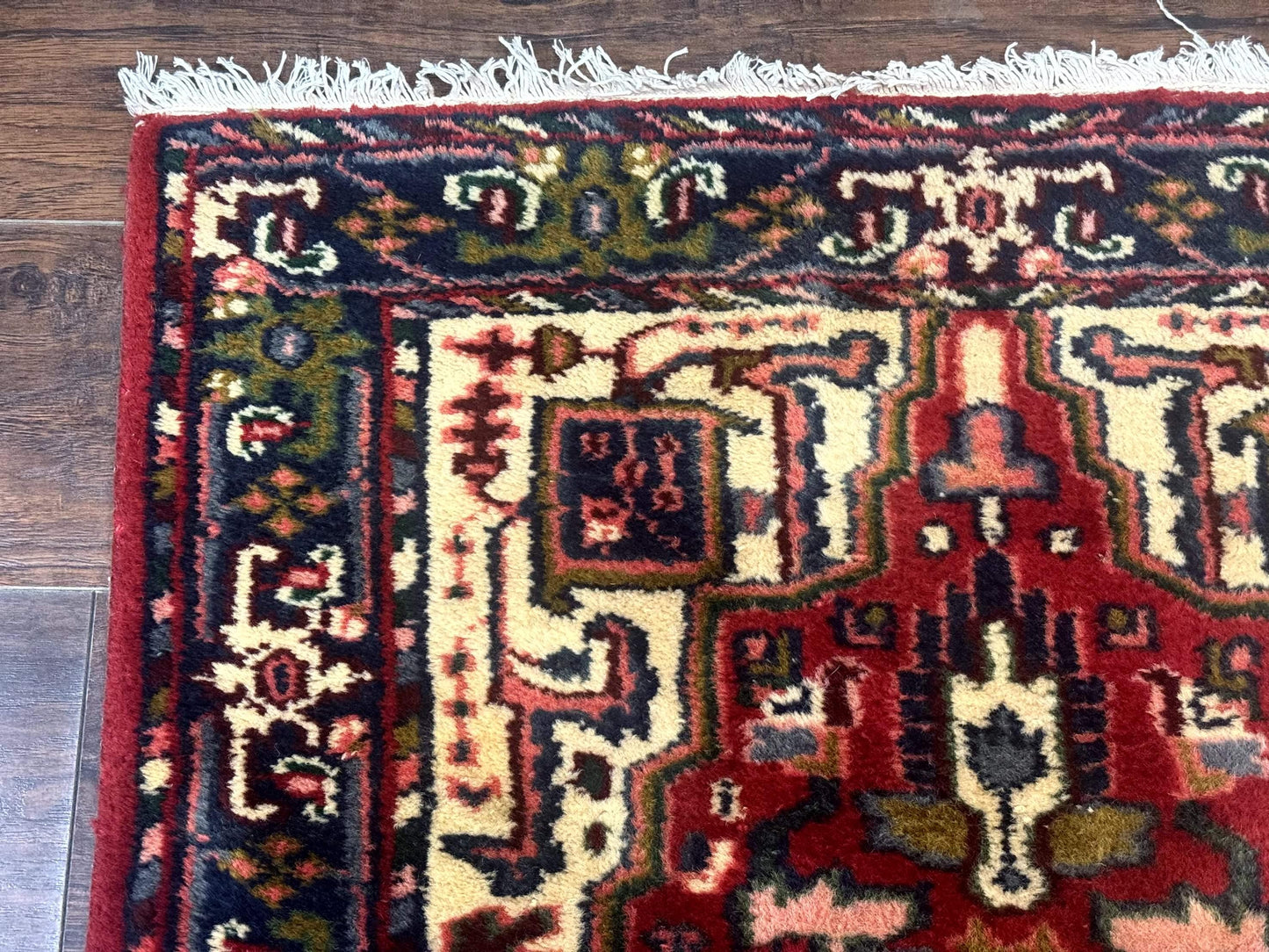 Indo Persian Heriz Wool Runner Rug 3x17 Medallion Hallway Carpet