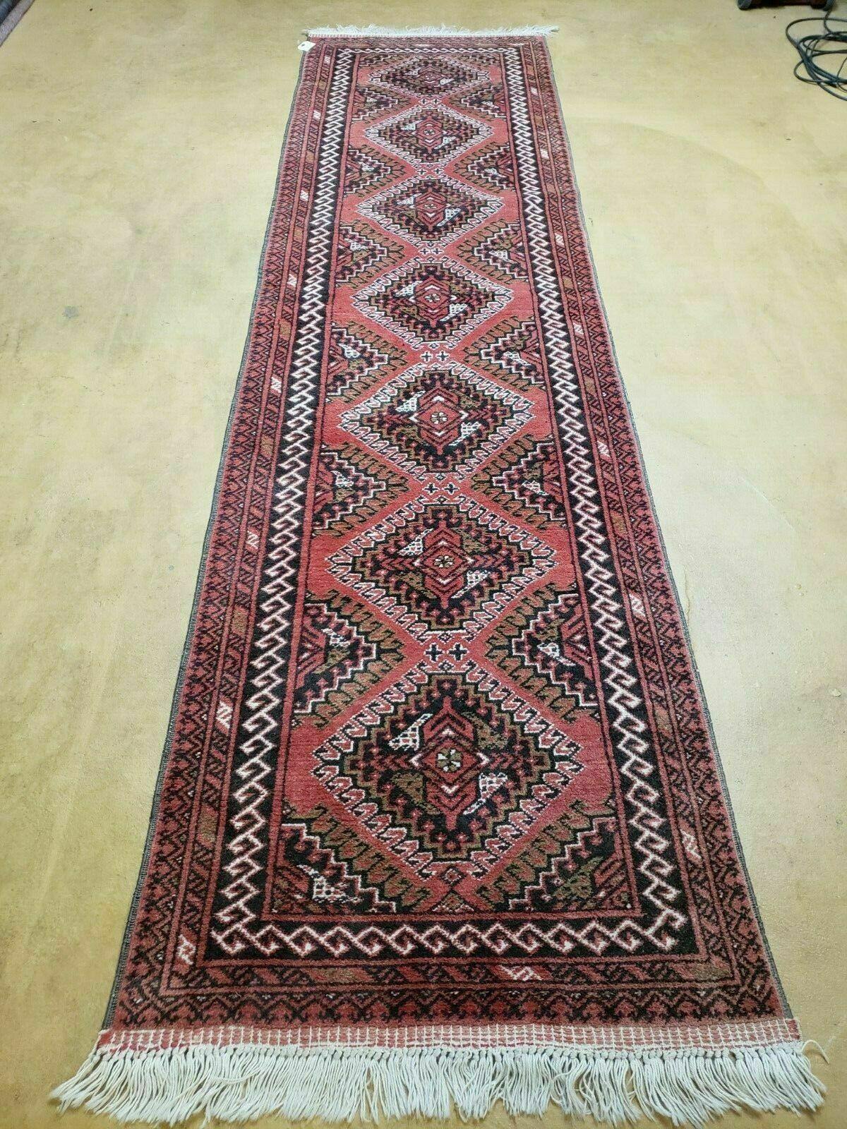 Vintage Bokhara Runner Rug Turkoman Wool Handmade From Pakistan 2 Ft 5 In By 9 Ft