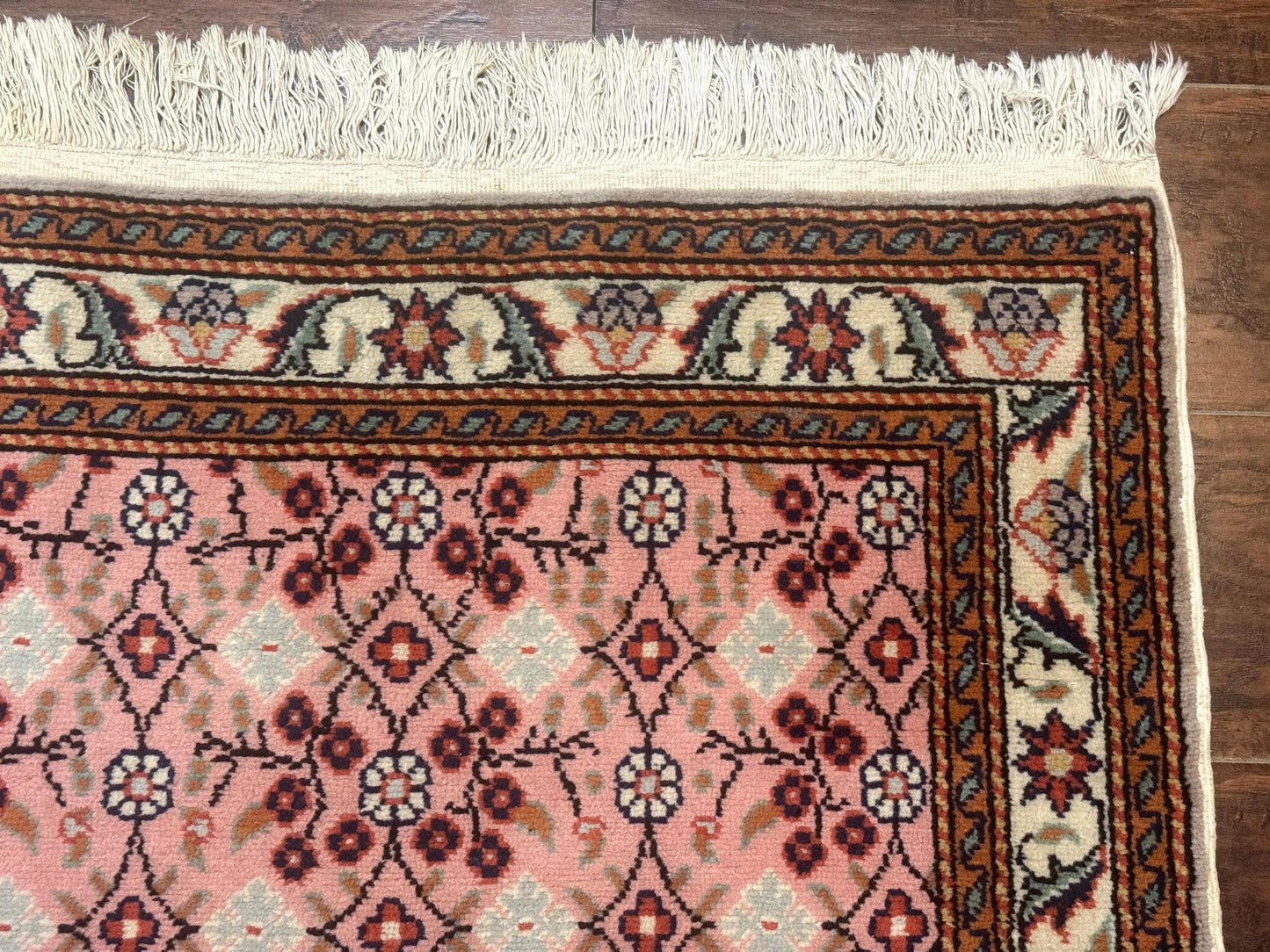 Turkish Sivas Rug 3x4 Pink Handmade Wool Vintage Kayseri Area Rug