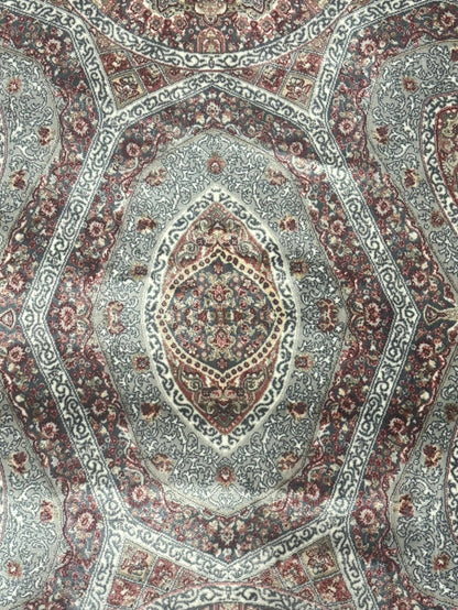 Turkish Silk Runner Rug 2.6 x 13 Blue Dome Design Bamboo Silk New