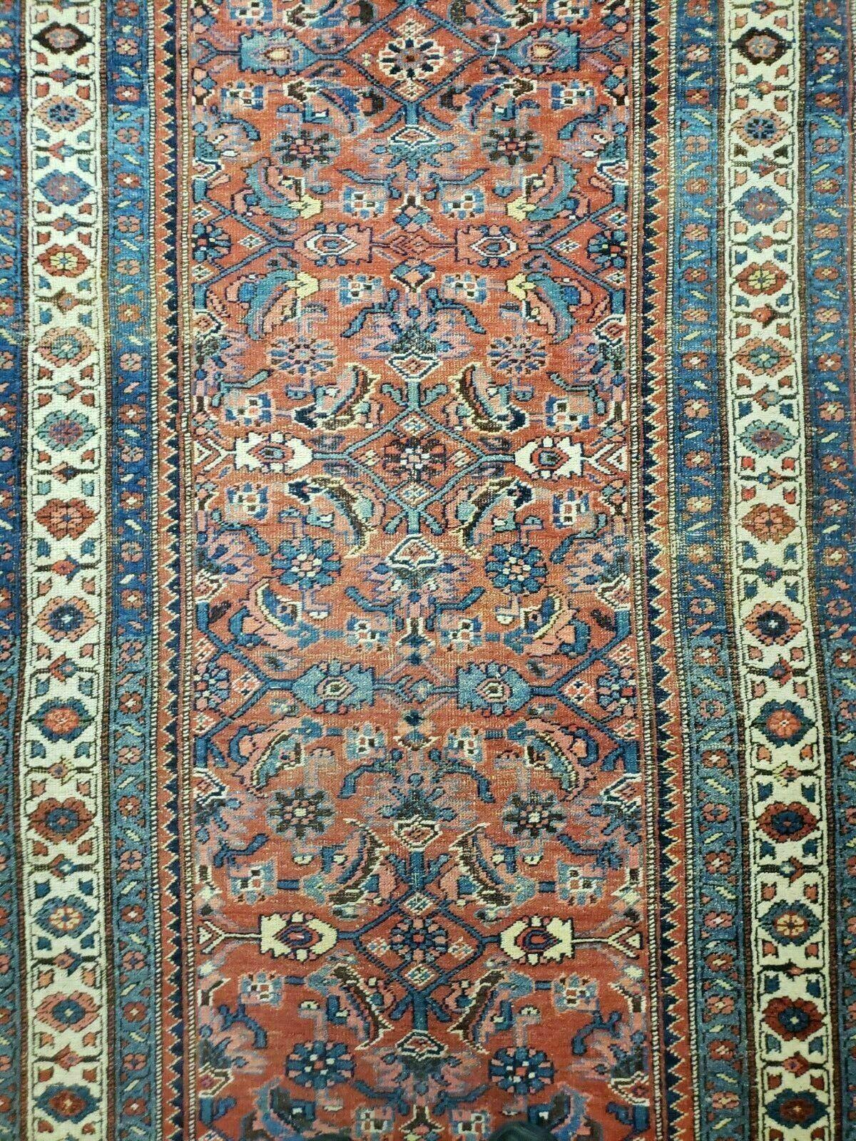 Antique Handmade Turkish Wool Rug Runner 3 Ft 8 In By 11 Ft Veg Dye Rust Red