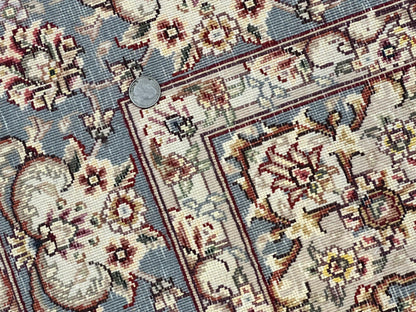 Sino Persian Square Rug 5x5 Hand Knotted Wool Silk Ivory Vintage Oriental Carpet