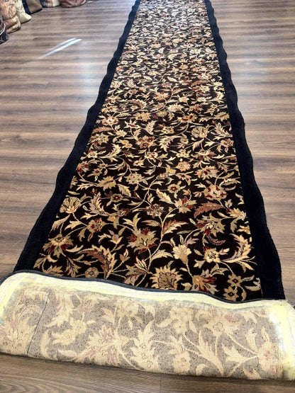 Floral Runner Rug Vintage Wool Hallway Decor 3 x 17 Feet Long