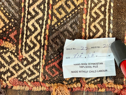 Tribal Runner Rug 2x8 Wool Handwoven Vintage Pakistani Turkoman Runner